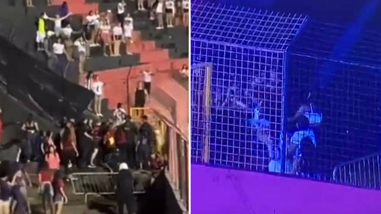 Watch astonishing scrap erupt in stands at match only WOMEN were allowed to attend