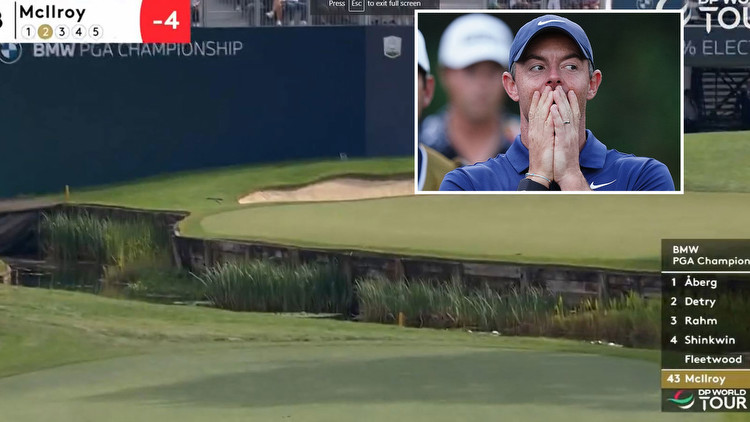 Watch Rory McIlroy hit 'luckiest golf shot ever' at BMW PGA Championship at Wentworth as commentator says 'oh wow'