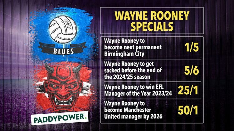 Wayne Rooney 50/1 to be Man Utd manager, and ODDS-ON to be sacked by Birmingham before the end of the 2024/25 season