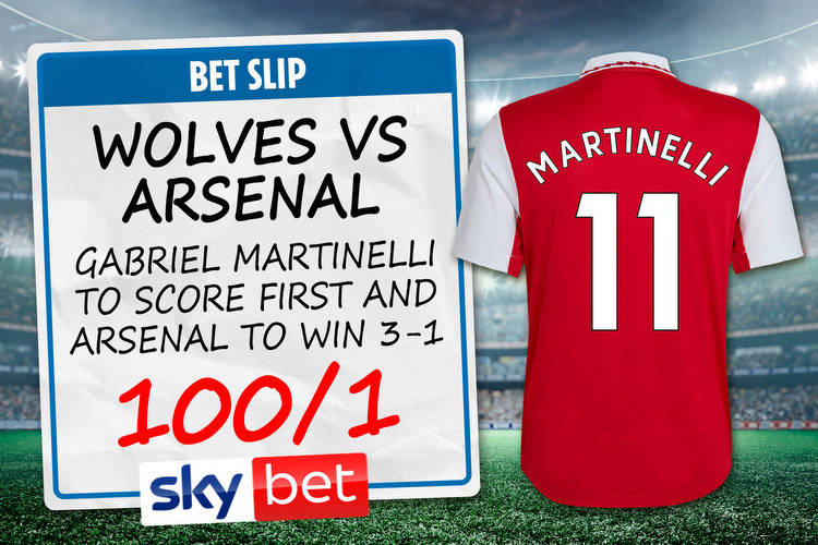 Wolves vs Arsenal: Get Gabriel Martinelli to score first and Gunners to win 3-1 at 100/1 with Sky Bet