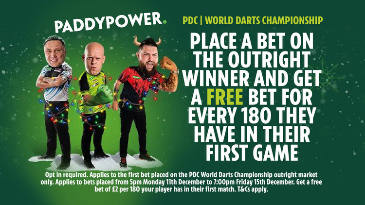 World Darts Championship: Bet £5 on winner market and get FREE BET for every 180 they make in 1st match with Paddy Power