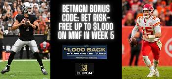 BetMGM promo code PLAYNJSPORTS: $1,000 risk-free first bet on Raiders vs. Chiefs in Week 5