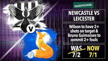 Newcastle vs Leicester: Get Callum Wilson to have 2+ shots on target and Bruno Guimaraes to commit 2+ fouls at 7-1