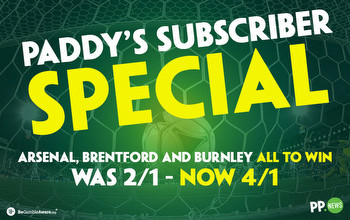 Subscribe now to get Arsenal, Brentford & Burnley to win 4/1 boost