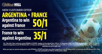 World Cup final free bets: Get France at 35/1 or Argentina at 50/1 to win with William Hill sign-up bonus offer