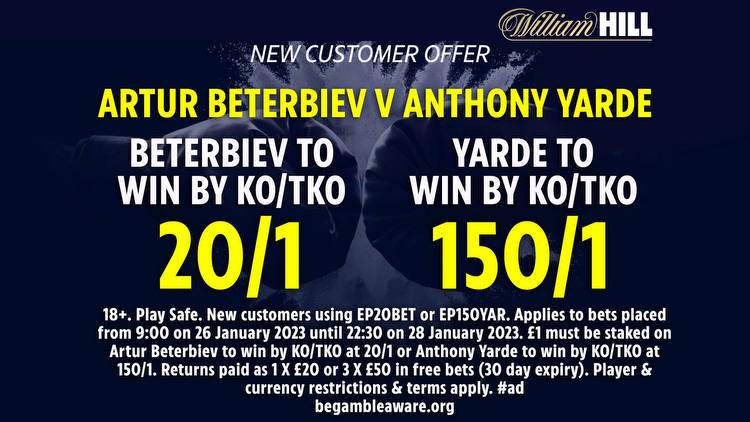 Artur Beterbiev vs Anthony Yarde BOXING BOOST: Get champ Beterbiev KO/TKO at 20/1 or Yarde KO/TKO at huge 150/1