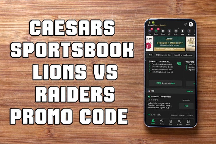 Caesars Sportsbook promo code MASS1000: Lions-Raiders MNF $1,000 bet offer