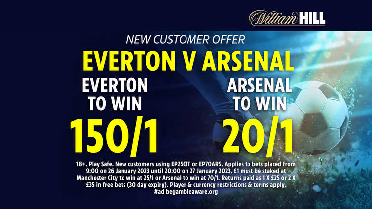 Everton vs Arsenal free bets: Get Gunners at 20/1 or Toffees at huge 150/1 to win Premier League clash with William Hill
