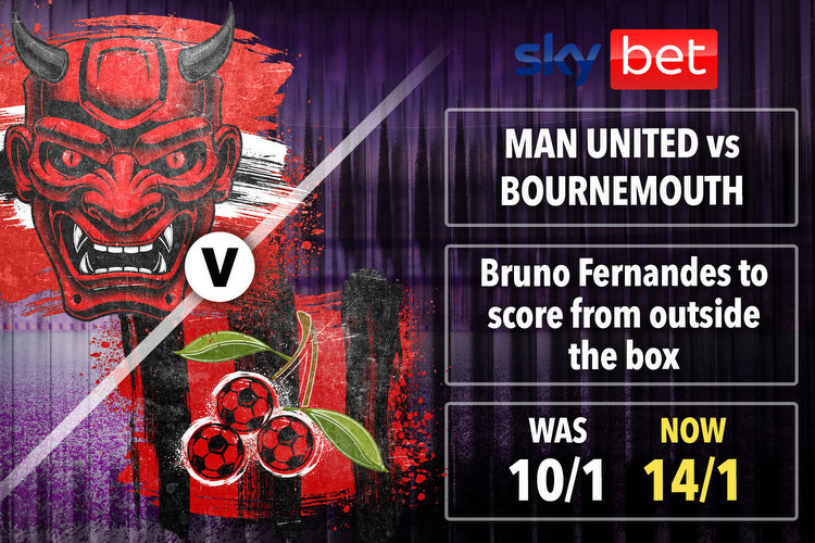 Man Utd vs Bournemouth: Get Bruno Fernandes at 14/1 to score from outside the box tonight with Sky Bet boost